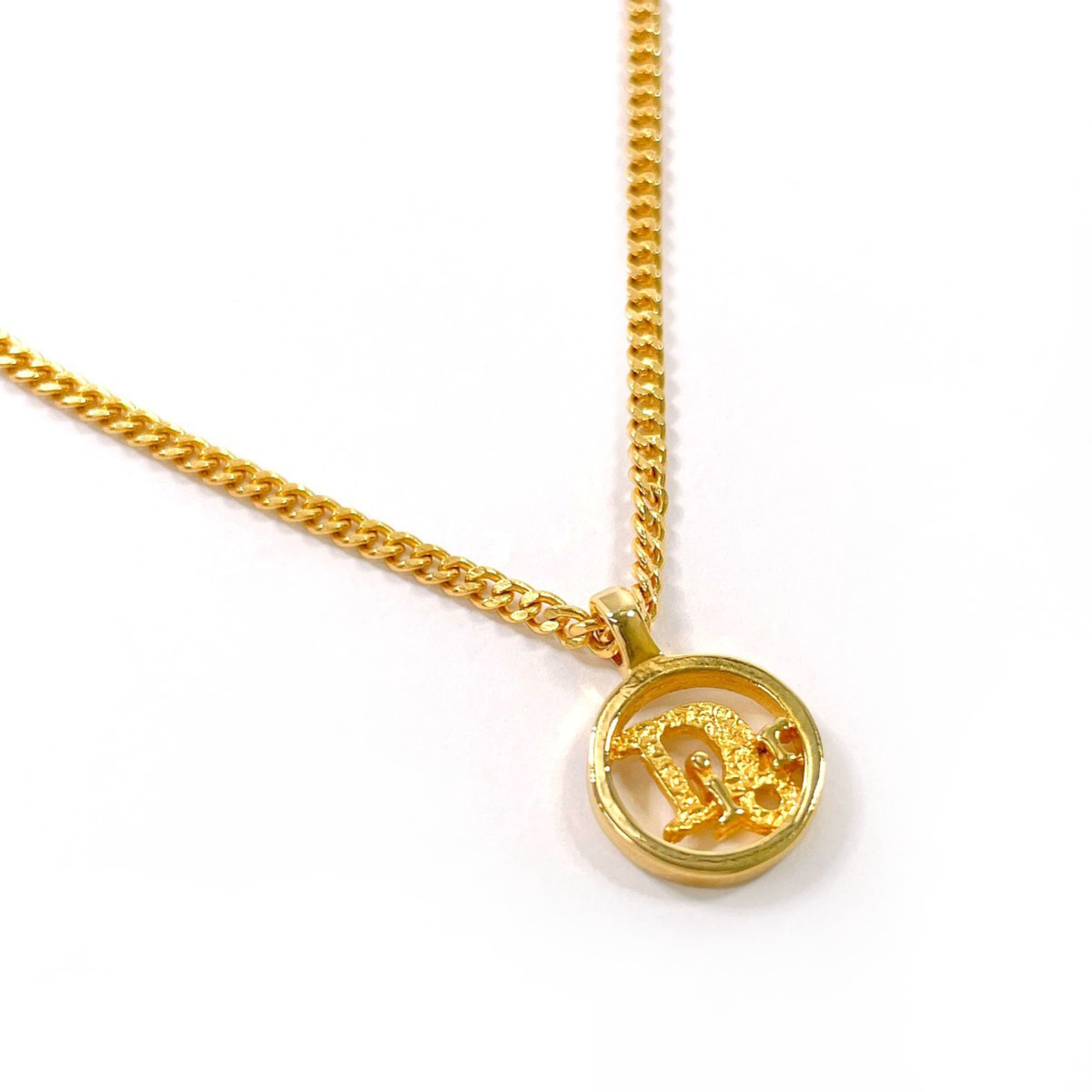 Christian Dior Vintage Logo Necklace, Metal, Gold, Women's